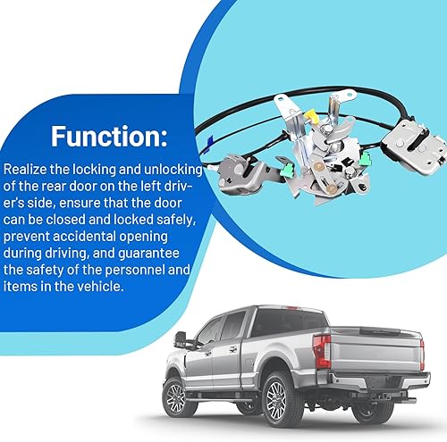Miniatura 3 de Conjunto de cables de bloqueo de la puerta trasera del lado del conductor izquierdo compatible con F-250 F-350 F-450 F-550 Super Duty 1999-2007