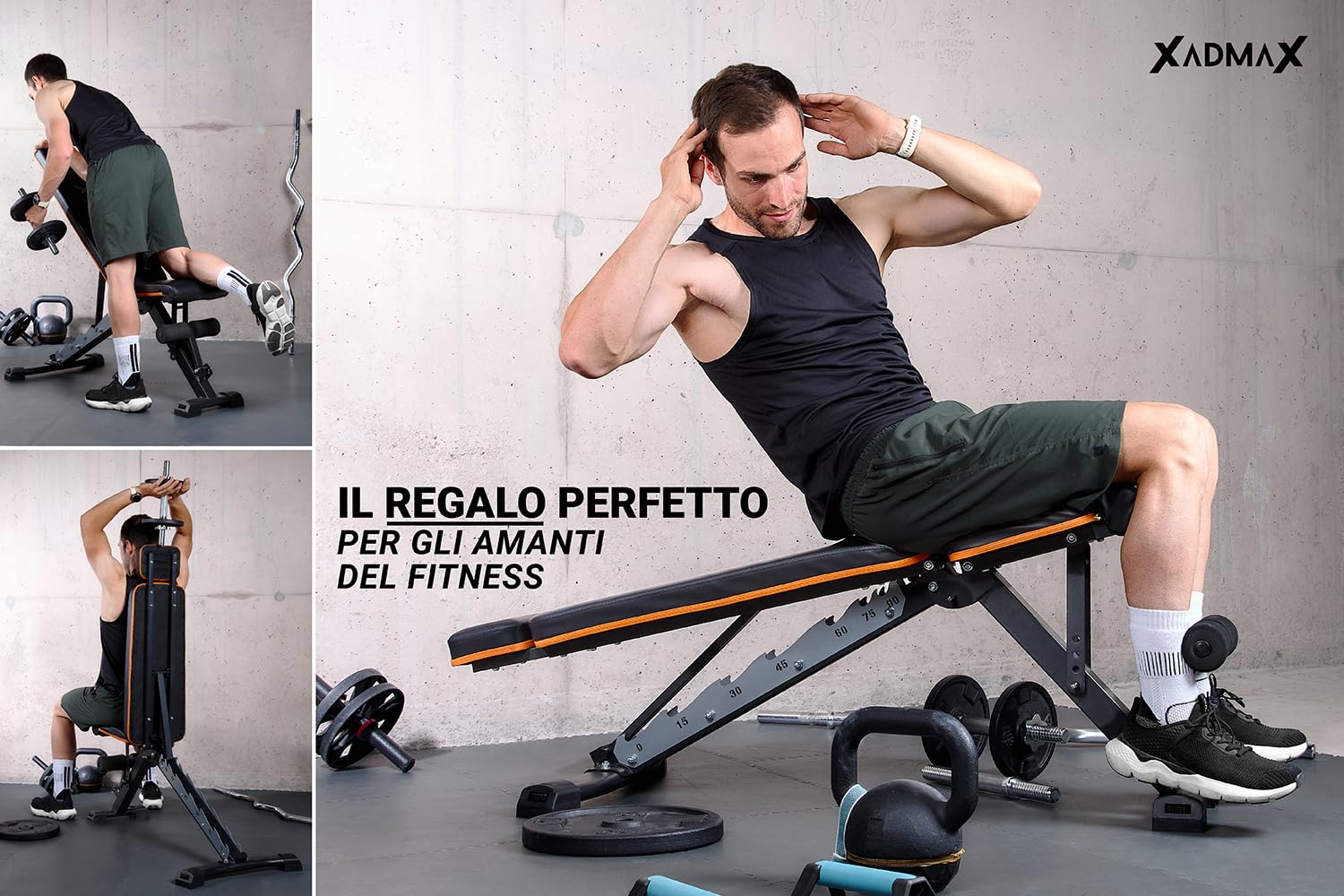 Panca Palestra Pieghevole, Panca Piana - Sopporta 360 KG, Molto Robusta e Resistente, per Allenamento a Casa con Pesi, Attrezzi Palestra Casa, Home Gym, Panche Pieghevoli