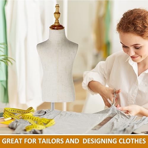 Miniatura 7 de Geetery 2 piezas de vestido para niños, ropa ajustable para niños pequeños, maniquí infantil con base de madera para mostrador de ventana, estudio