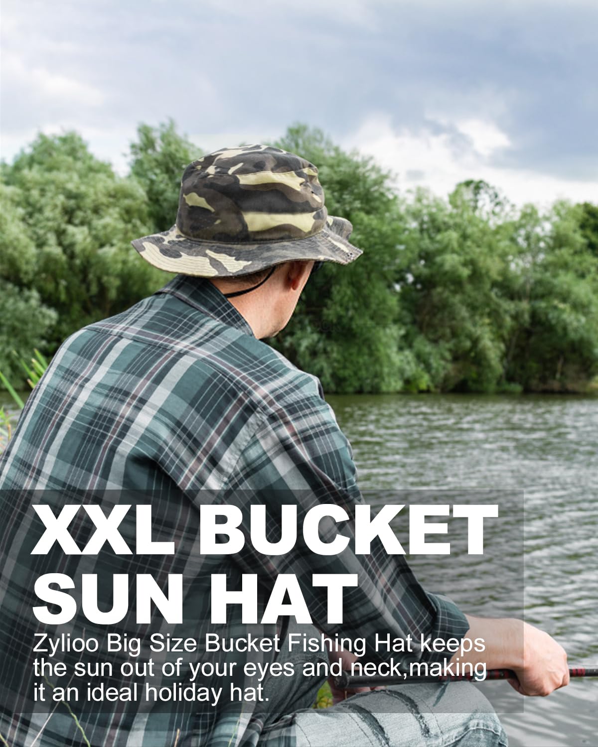Feng Shui， Sombreros para el Sol L/XL/XX-Large,Sombreros de Pesca Reversibles Grandes,Sombrero de Pescador con protección UV de Doble Cara para Golf, Senderismo al Aire Libre