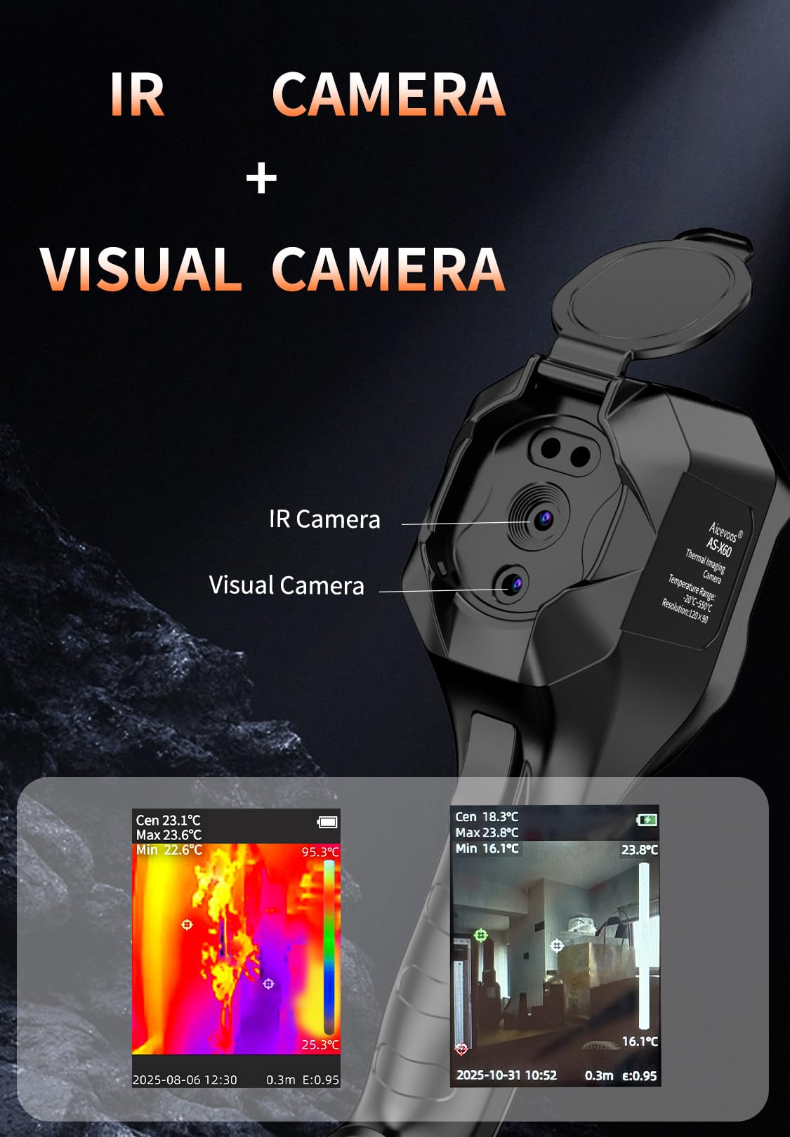 Wärmebildkamera SuperIR 240x240 IR-Auflösung Thermal Imaging Camera 25 Hz Bildwiederholrate, -4°F to 1022°F Infrarot-Thermometer, Dual-Kamera-Wärmebildkamera mit Sichtlichtkamera