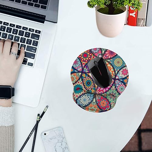 Miniatura 6 de Memory Foam Wrist Support Mouse Pad Comfortable Padded Wrist Mousepads 9in X10in Desktop Notebook Mouse Mat (Mandala Colorful-Foam)