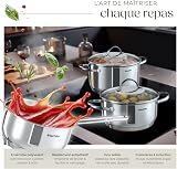 Tectake® Batterie de Casseroles, 7 Pcs, Acier inoxydable, Adapté Induction - 5