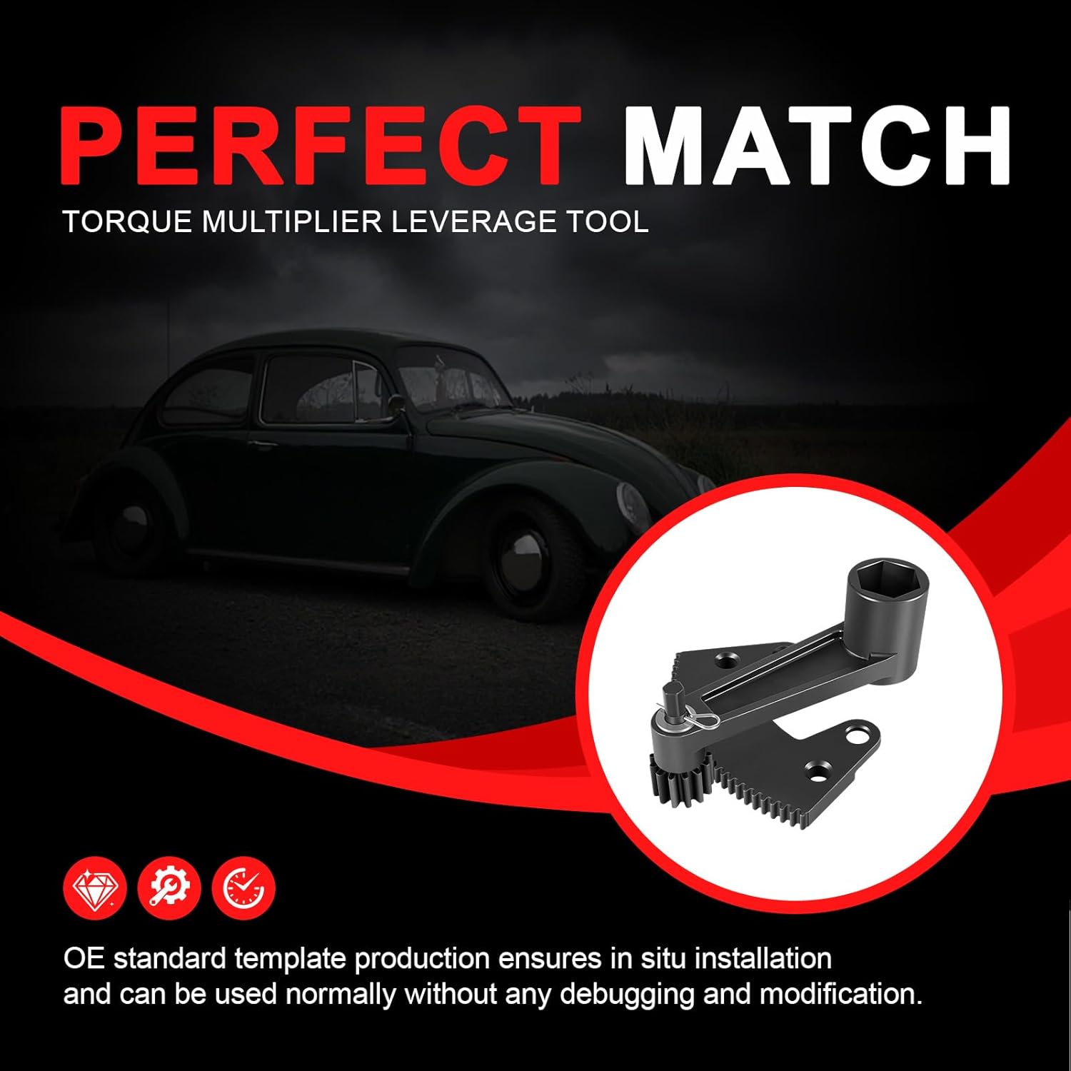 Torque Multiplier Leverage Tool Compatible with Classic Volkswagen Beetle VW Bug Splitscreen Karmann Ghia Buggy Trekker Type 3 Thing 36mm Axle Nut Flywheel Gland Nut Torque Leverage Tool 1950-1979