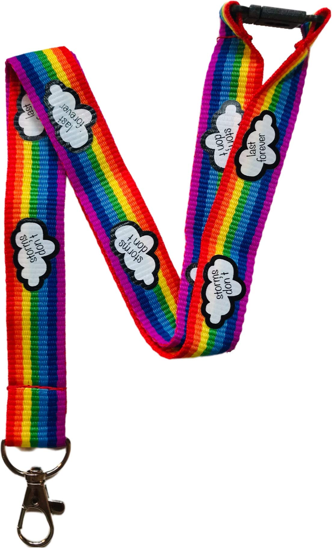 PAC Supplies Global Childrens Sized Fun Neck Lanyards With Safety Breakaway - Made Exclusively For Children (Rainbow - Storms Don't Last Forever)