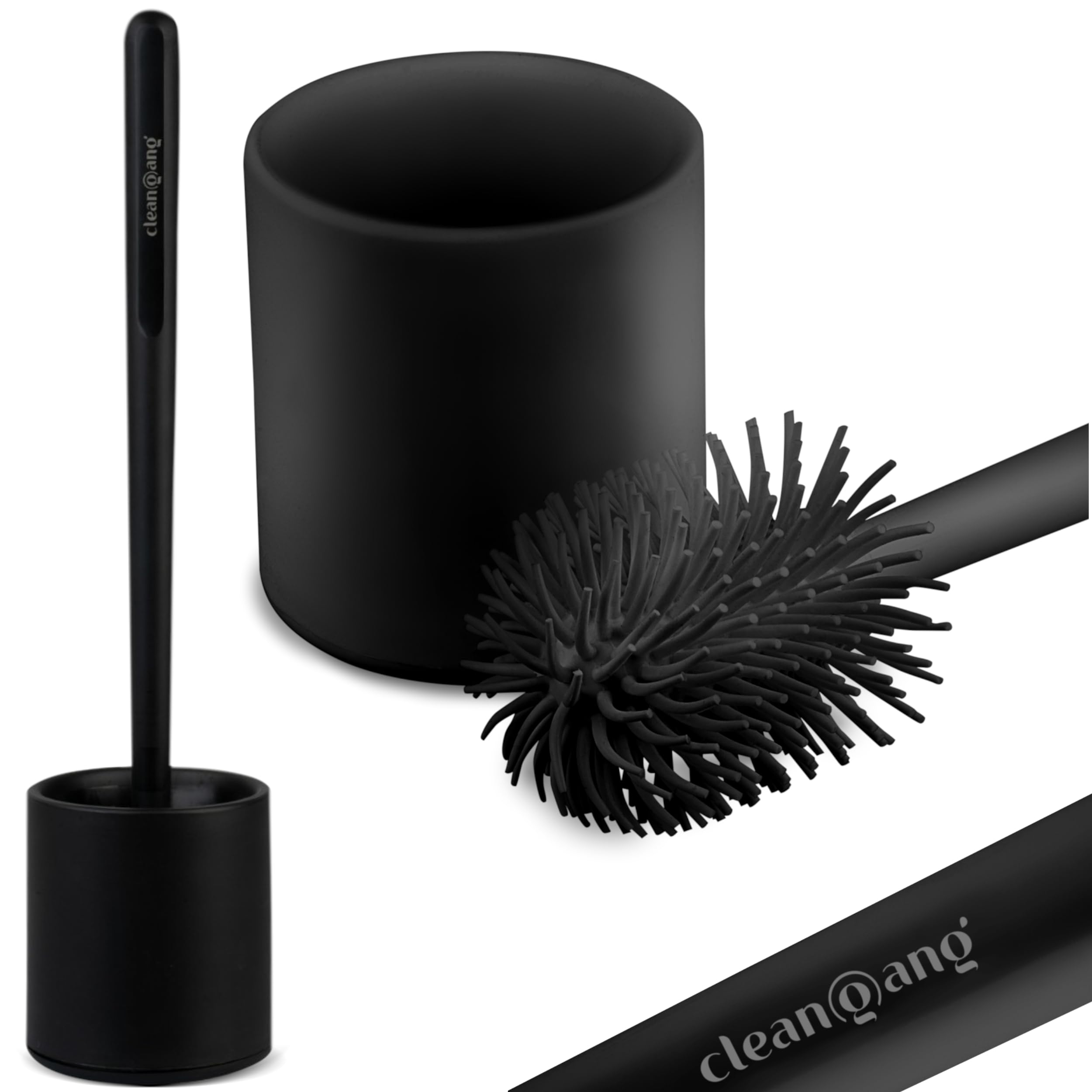 Cleangang - B!Rush Toilet Brush for Thorough and Easy Cleaning in Black - Toilet Brush with Silicone Bristles for Maximum Hygiene - Quick-Drying Toilet Brush in Timeless Design Pack of 1