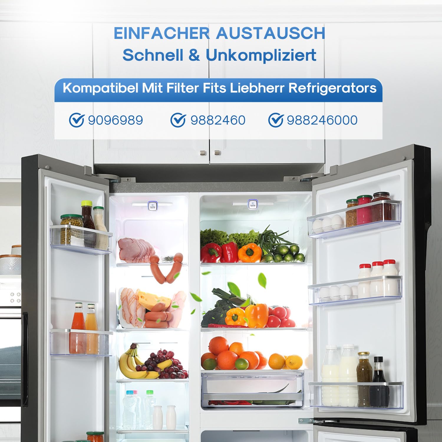 GOLDEN ICEPURE per filtro aria fresca Liebherr frigorifero 9096989, 9882429, 9882460, filtro aria fresca Liebherr per 7440021-00, 4 pezzi