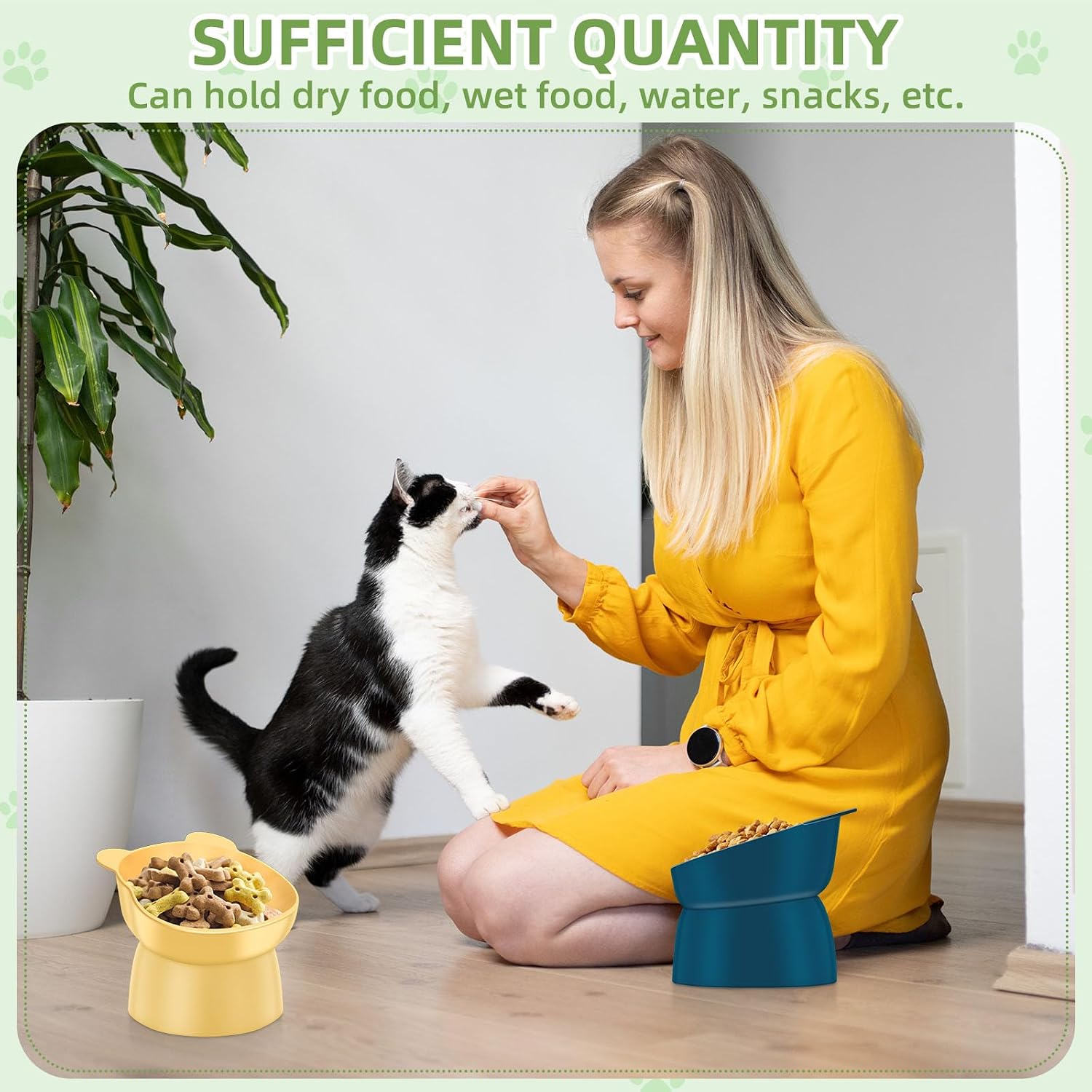 Zhehao 4 Pcs Elevated Cat Bowls Plastic Raised Cat Bowl 15 Degrees Tilted Raised Pet Food and Water Dish Cute Anti Vomit Food Dishes Pet Feeders for Kitten and Small Dogs(Bear)