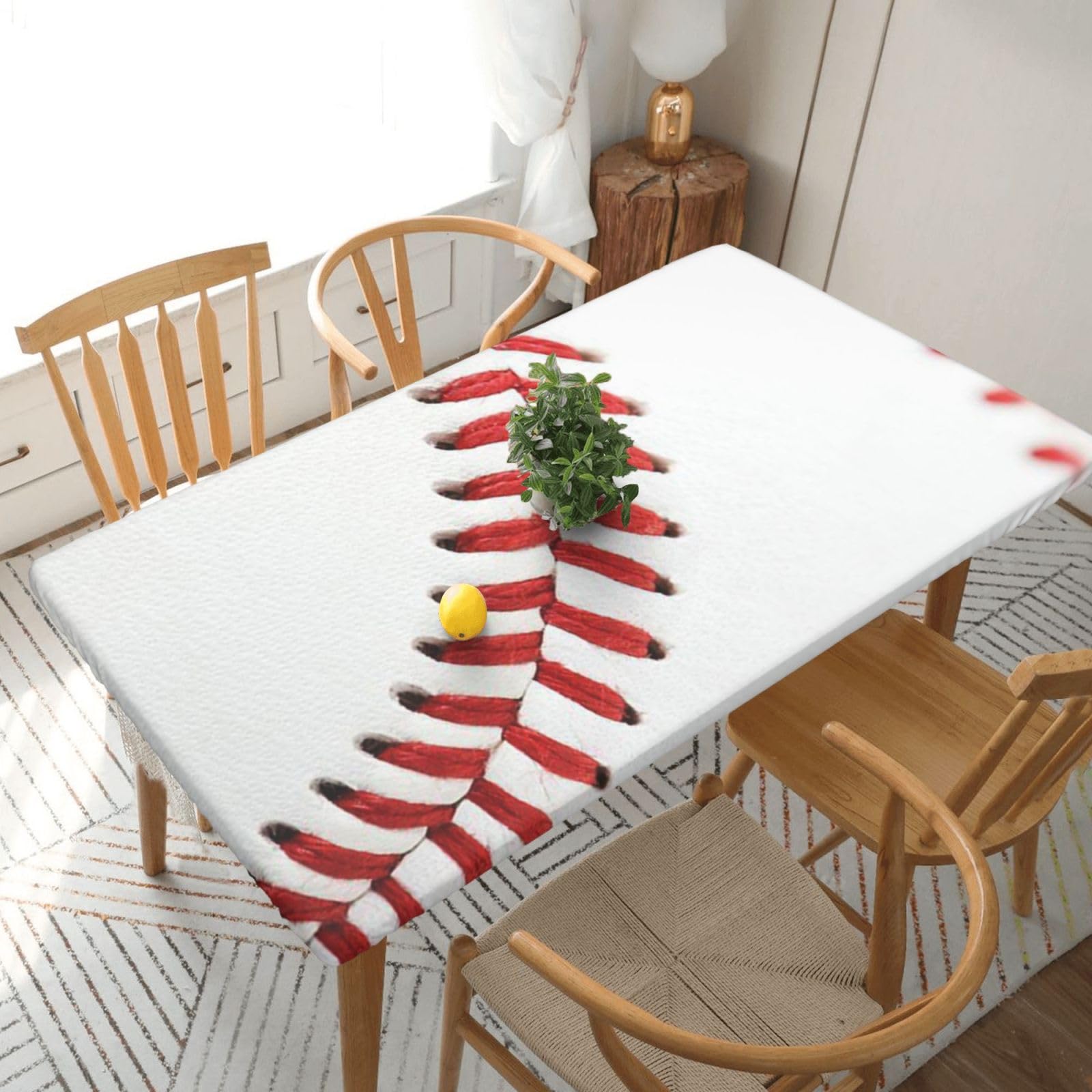 BNVSADC Baseball Lace Close Up Printed 5FT Tablecloth Polyester Kitchen Water Resistant Table Cloth Dining Table Decoration Table Covers, 152x76 CM