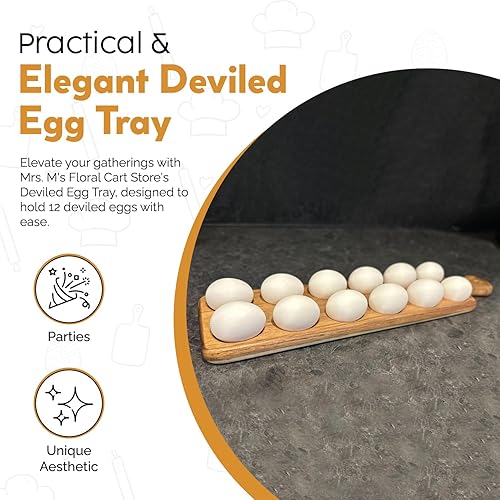 Miniatura 5 de Mrs. M's Floral Cart Plato para huevos y tabla de embutidos - Fabricado con madera de acacia de alta calidad, fácil de lavar y utilizado como