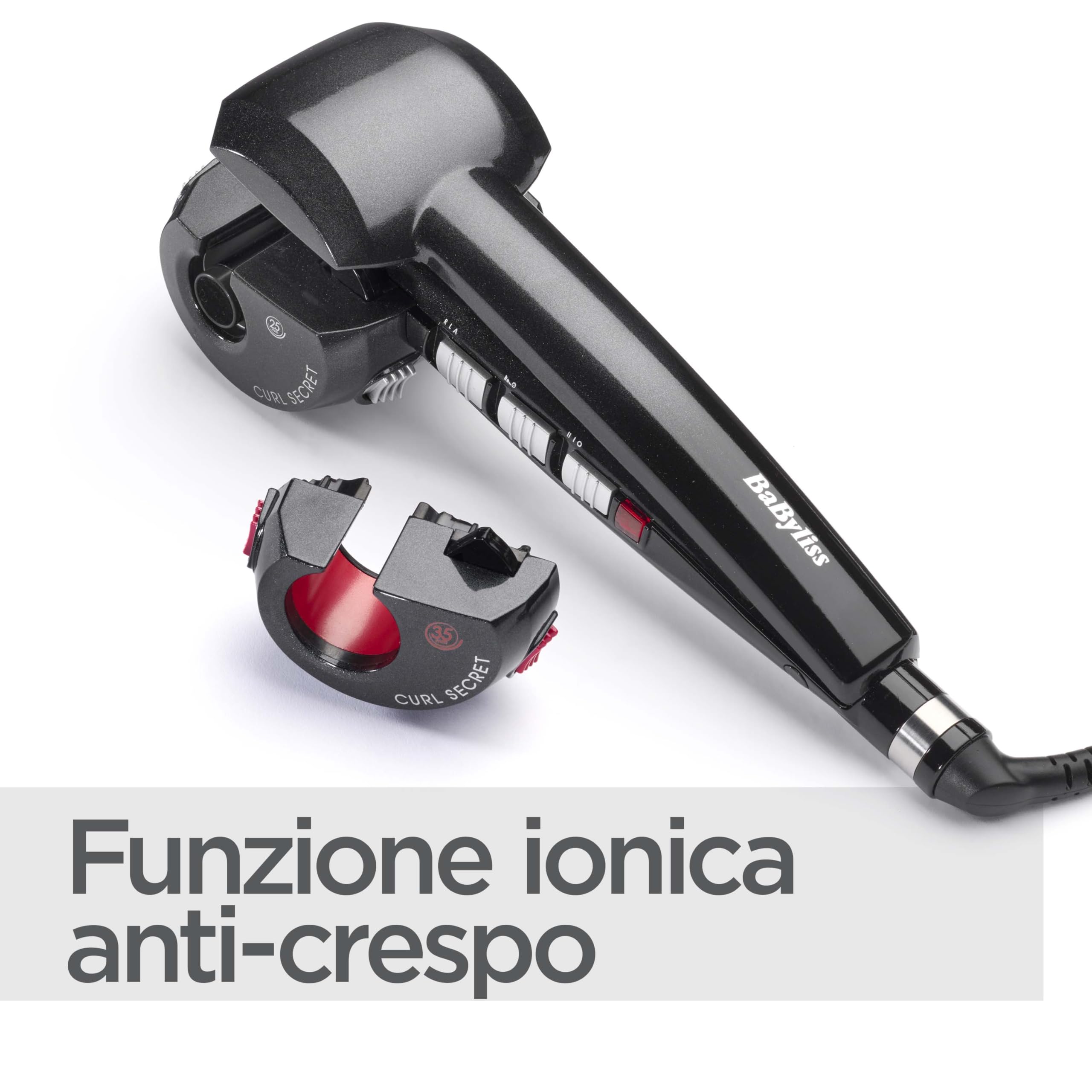 BaByliss Curl Secret Ionic 2, Arricciacapelli automatico, 2 cilindri intercambiabili, Temperature da 190°C a 230°C, Nero, 25-35 mm, C1300E