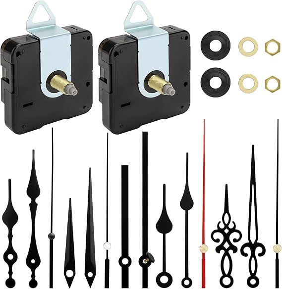 EEEKit 2pcs Silent Clock Mechanisms Battery Powered, Long Shaft Quartz