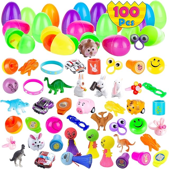 Easter Egg Hunt Kit 100pcs Surprise Eggs Filled with Novelty Toys Easter Gifts for Kids Toddlers