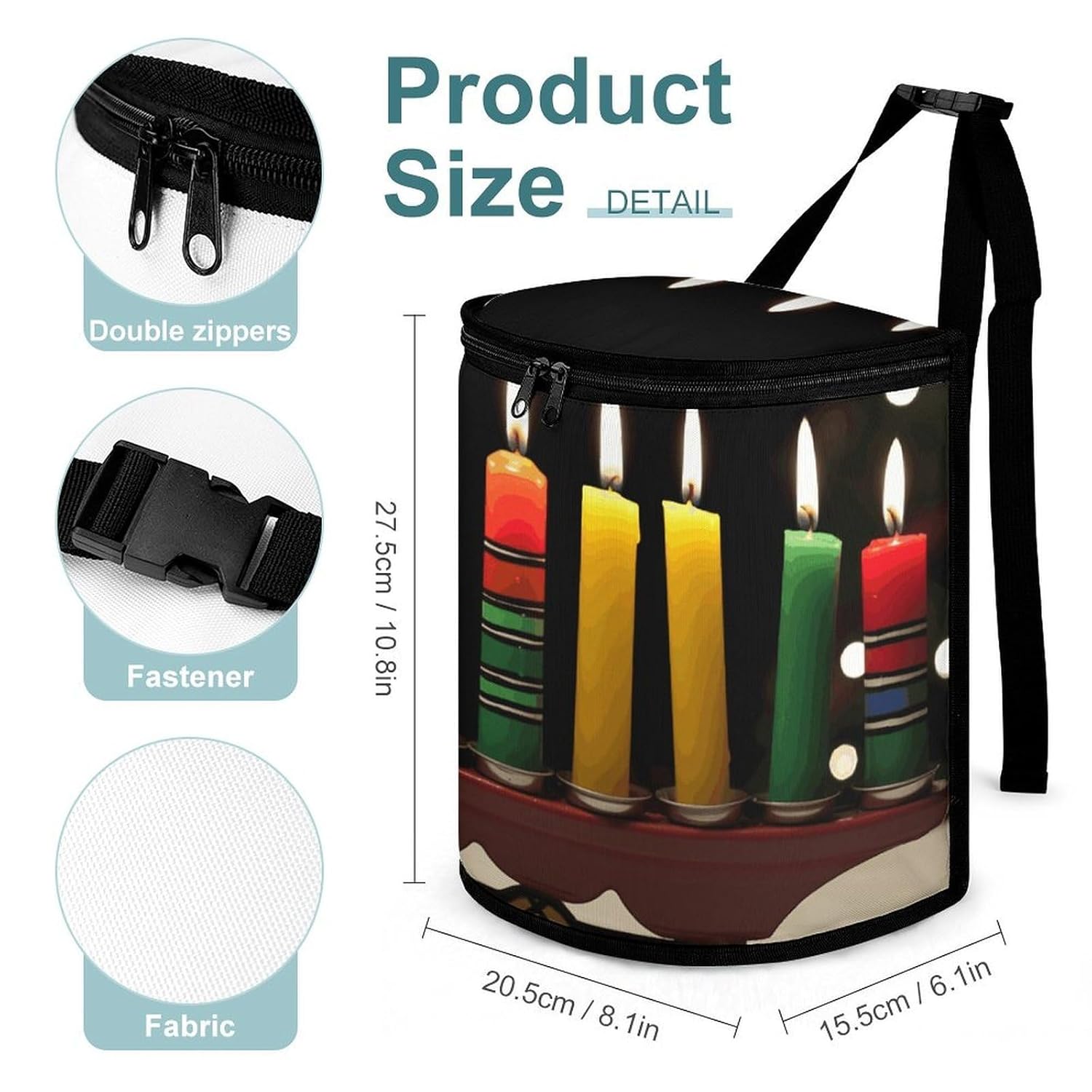 Kwanzaa Candles Car Trash Can Portable Car Garbage Bag with Lid Hanging Leak-Proof Waterproof Cars Trash Bag Large Capacity Automotive Garbage Cans for All Vehicle