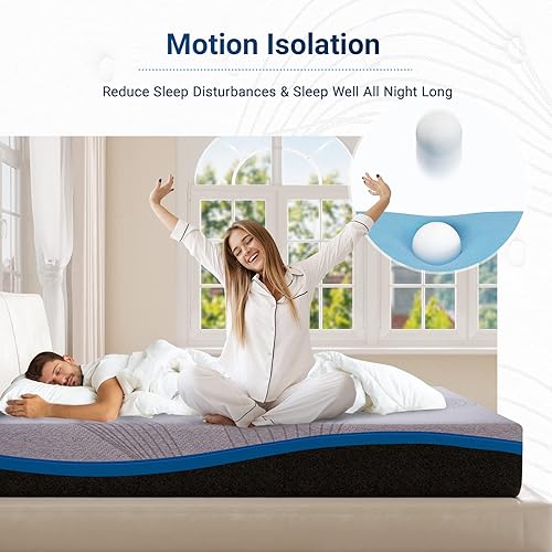 Miniatura 5 de Avenco Colchón California King, colchón tamaño California King de 10 pulgadas en una caja con espuma viscoelástica de gel y funda transpirable,