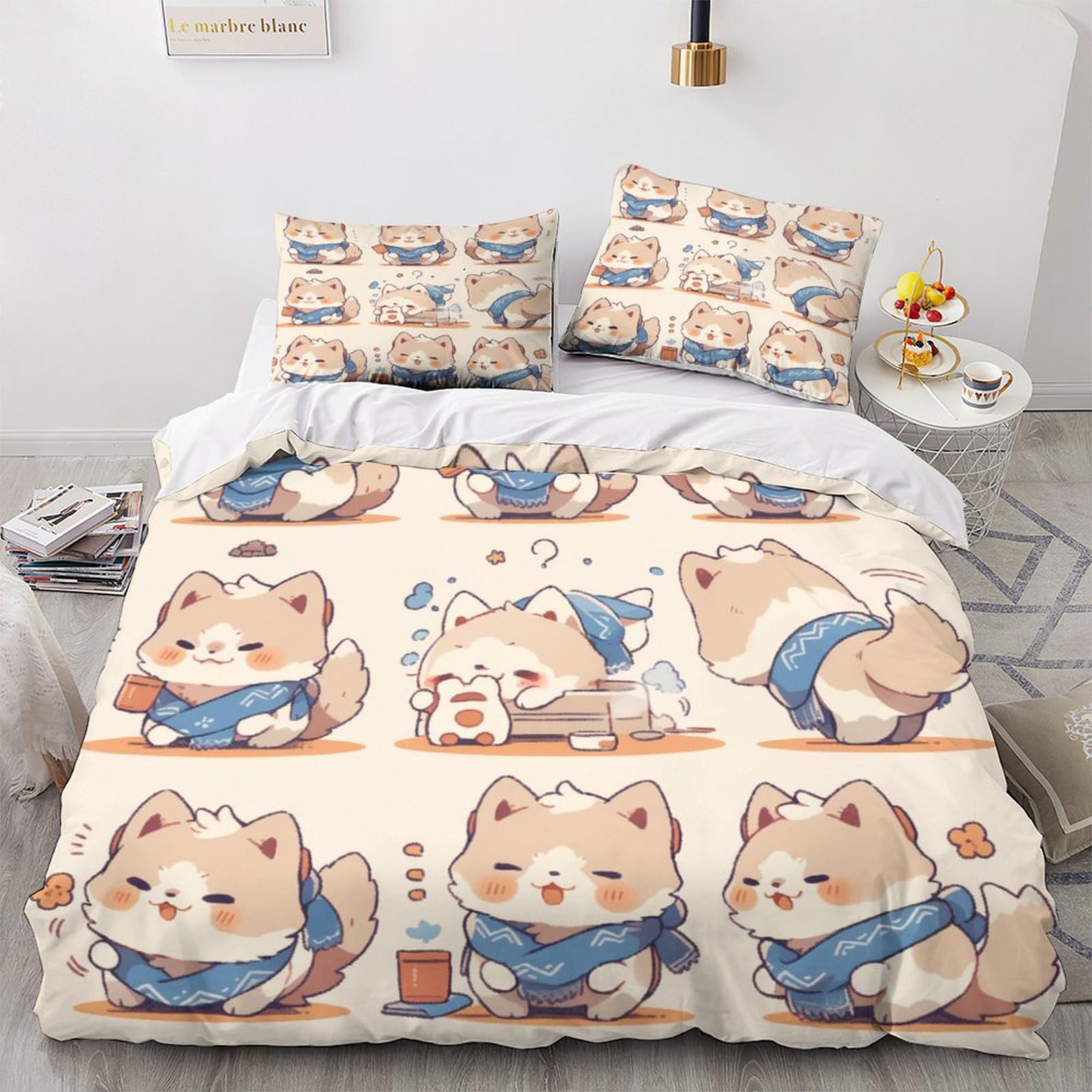 Linge de lit imprimé chat 3D OBABO : la solution anti-plis pour un lit toujours net
