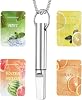 Breathing Necklace with 4 Flavoured Filters,Portable Stainless Steel Flavoured Air Inhaler,Anxiety Relief for Home Office Outdoor Travel Meditation