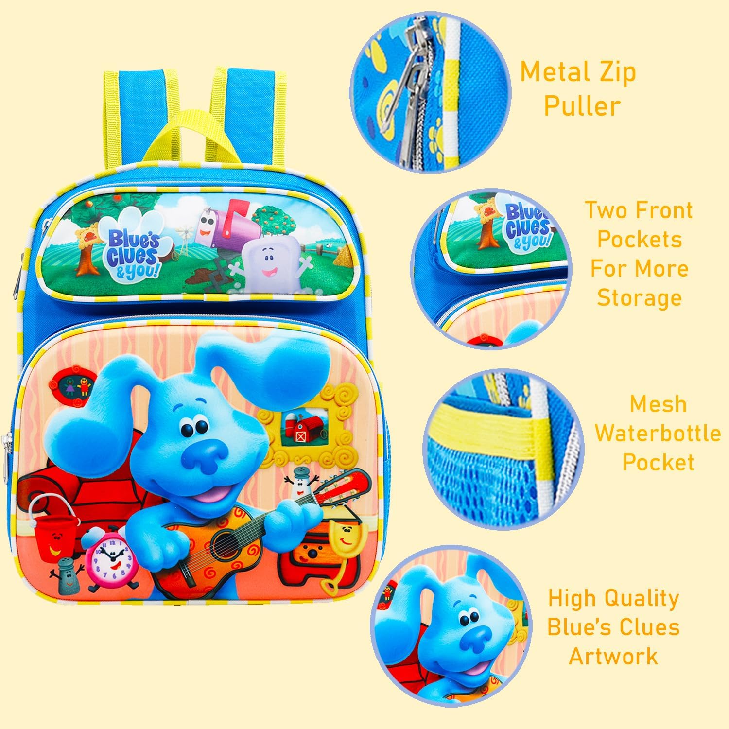 Blue's Clues Mini Backpack for Kids - 12" Small Bag for Boys and Girls | Blue's Clues School Backpack for Kids, Toddlers