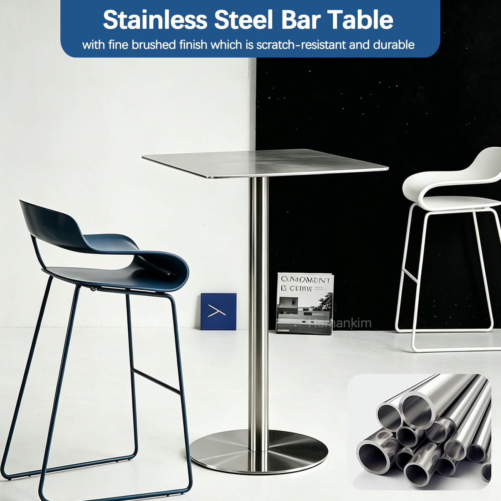Table Haute de bistrot, Table de Salle à Manger carrée, Tables d'appoint Robustes et faciles à Monter pour Restaurants, cafés et balcons, Table Basse pour Le thé Les collations(40x40x75cm)