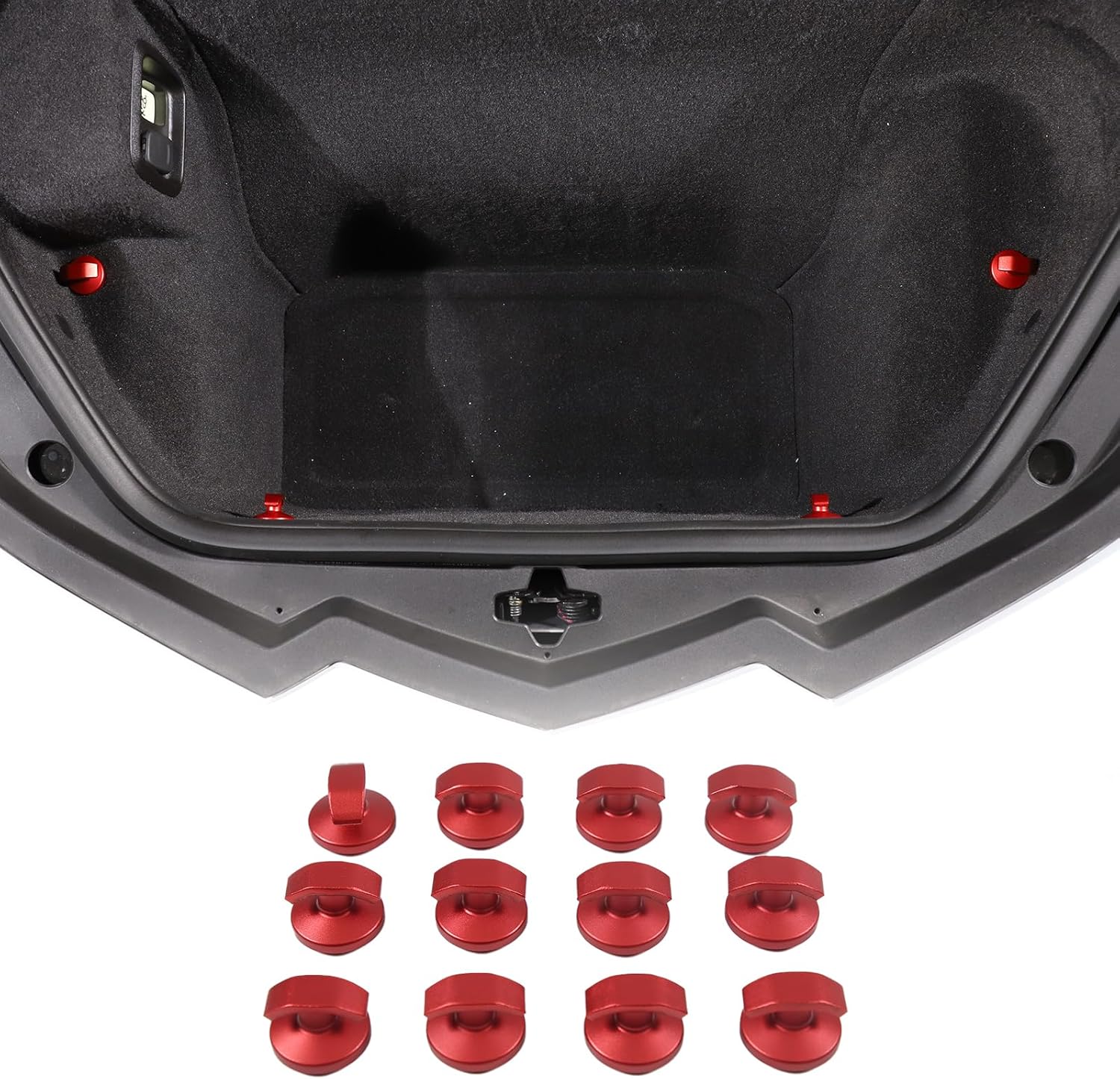Rear Trunk Hook Replacement Compatible with Chevrolet Corvette C8 Stingray 2020-2026, Aluminum Auto Front Back Trunk Cargo Net Replacement Hooks 12Pcs