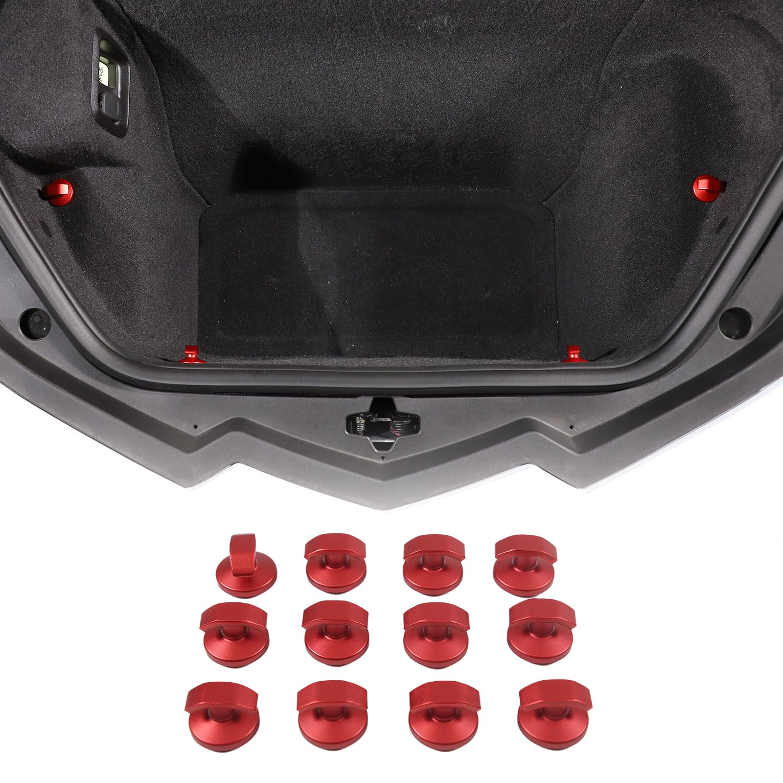 Rear Trunk Hook Replacement Compatible with Chevrolet Corvette C8 Stingray 2020-2024, Aluminum Auto Front Back Trunk Cargo Net Replacement Hooks, 12PCS