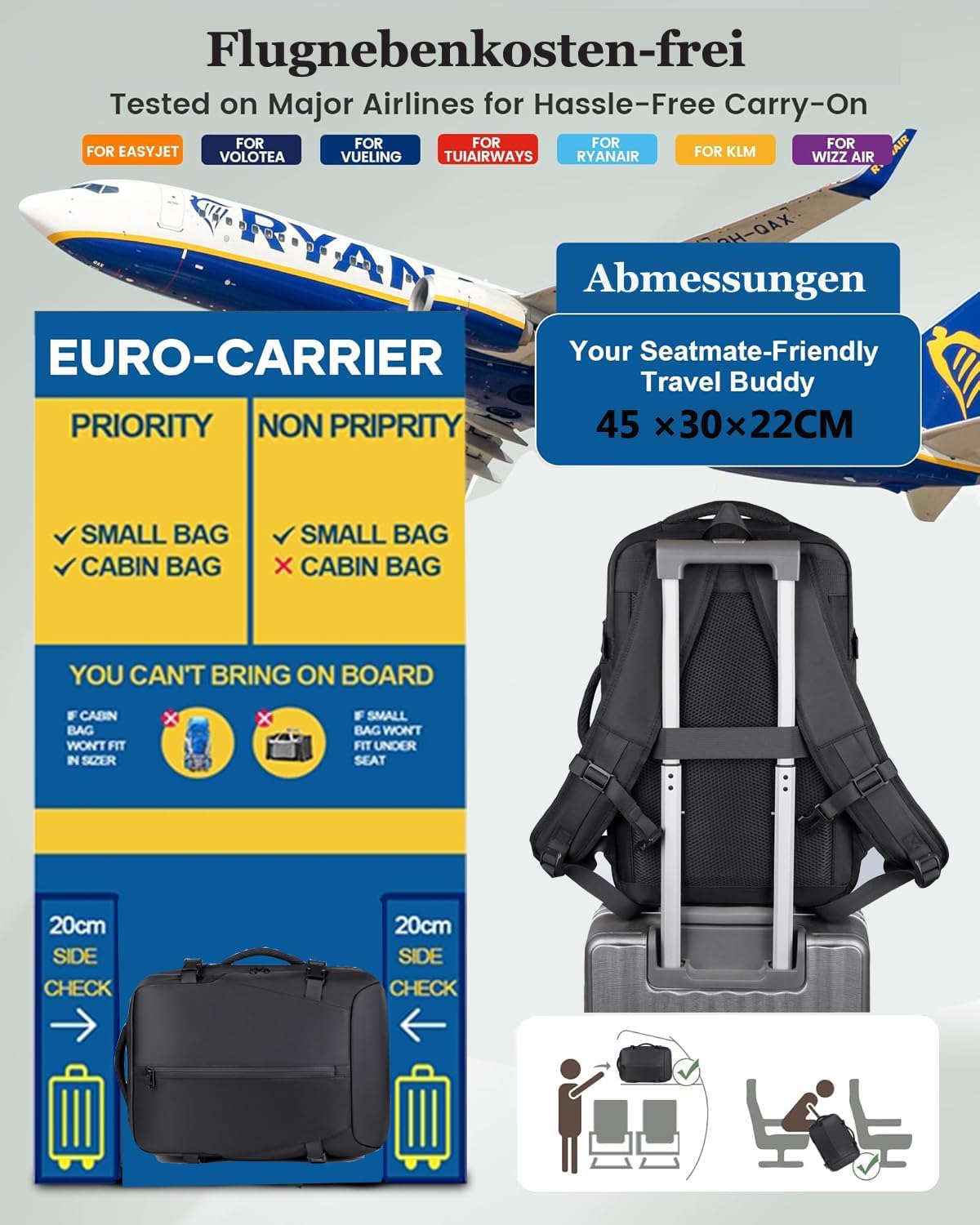 Vacuum Backpack Travel with Pump 50L Expandable Vacuum Seal Backpack Travel Water Resistant with TSA Lock for Women & Men - Image 6