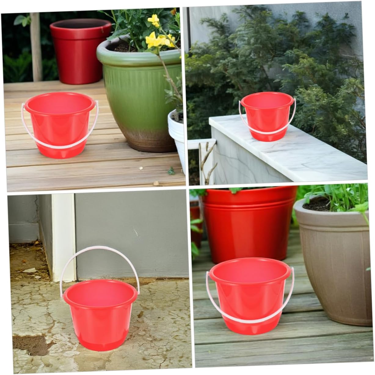 Unomor 3pcs Plastic Utility Buckets Handles for Garden Cleaning DIY Projects for Outdoor Use for Car Wash Storage