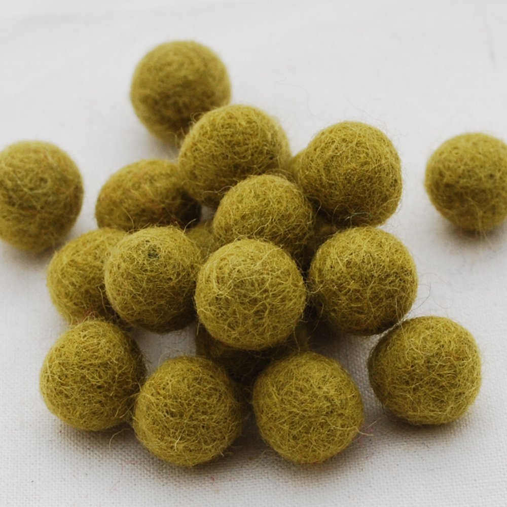 100% Wool Felt Balls - 1.5cm - 10 Felt Balls - Olive Green
