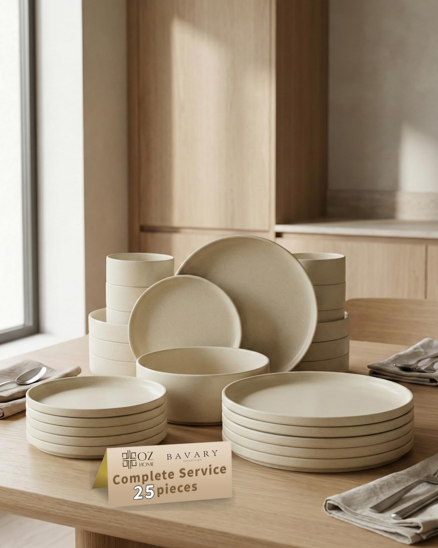 BAVARY Granite 25-Pcs Ceramic Dinner Sets for 6 People – Ceramic Plates and Bowls Set – Dinner Plates Set of 6, Dessert & Deep Plates and Bowls – Microwave/Dishwasher Safe Plates Set, Dinnerware Sets