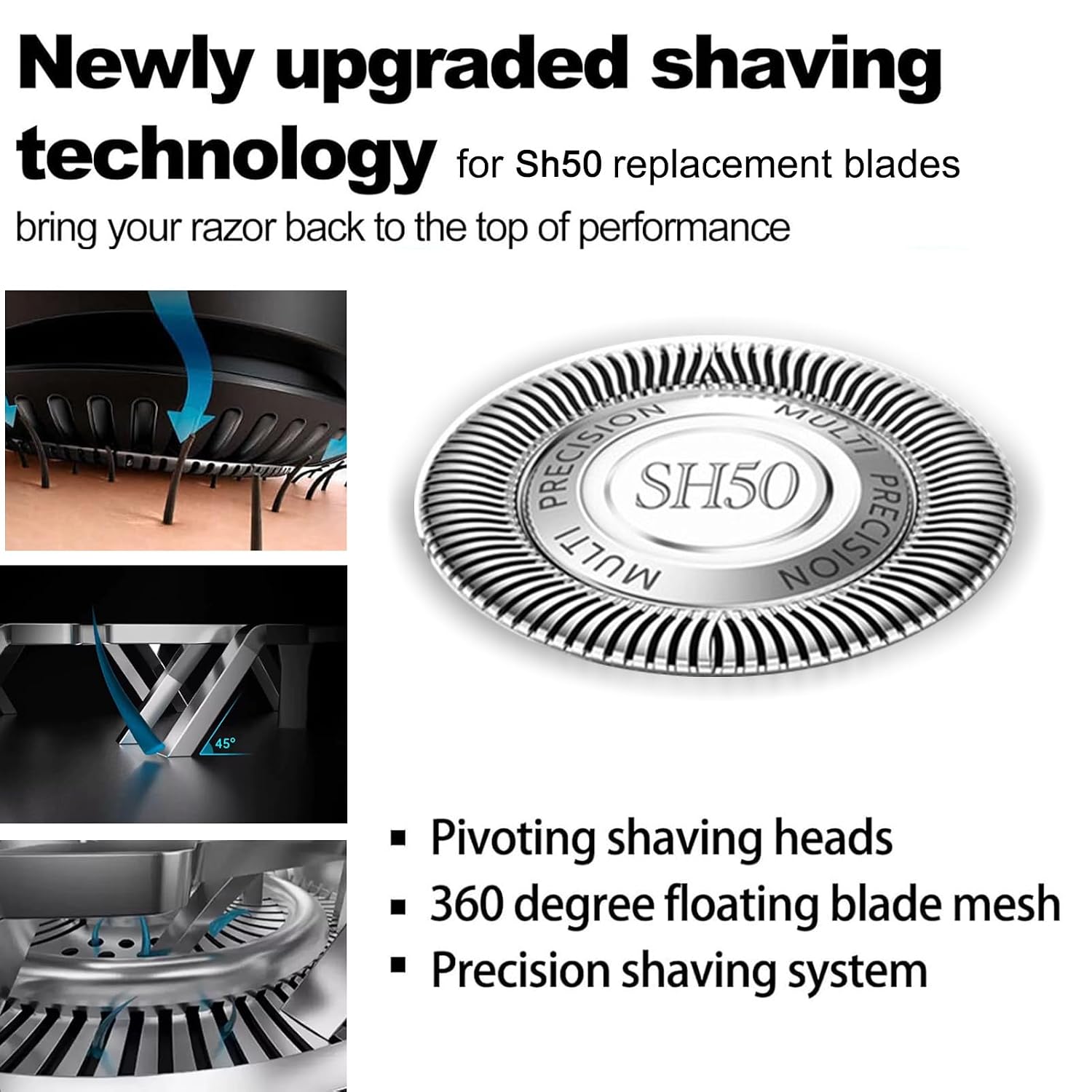 6Pack SH50 Replacement Heads for Series 5000 Shavers (Rounded Shape), Compatible with AquaTouch (S5xxx/AT7xx/AT8xx) and PowerTouch (PT7xx/PT8xx) Models…