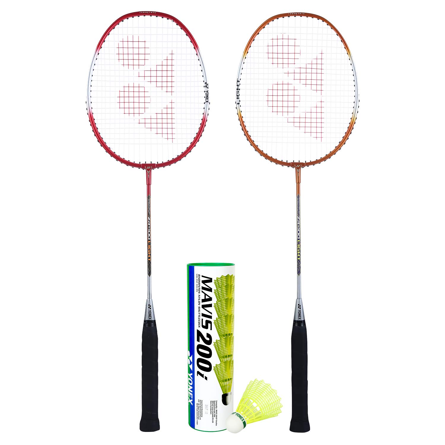 Yonex ZR 100 Light Badminton Combo (Set of 2 Yonex ZR 100 Light Badminton Racquet with Full Cover Red/Orange+ Mavis 200I Shuttlecock Pack of 6) 1