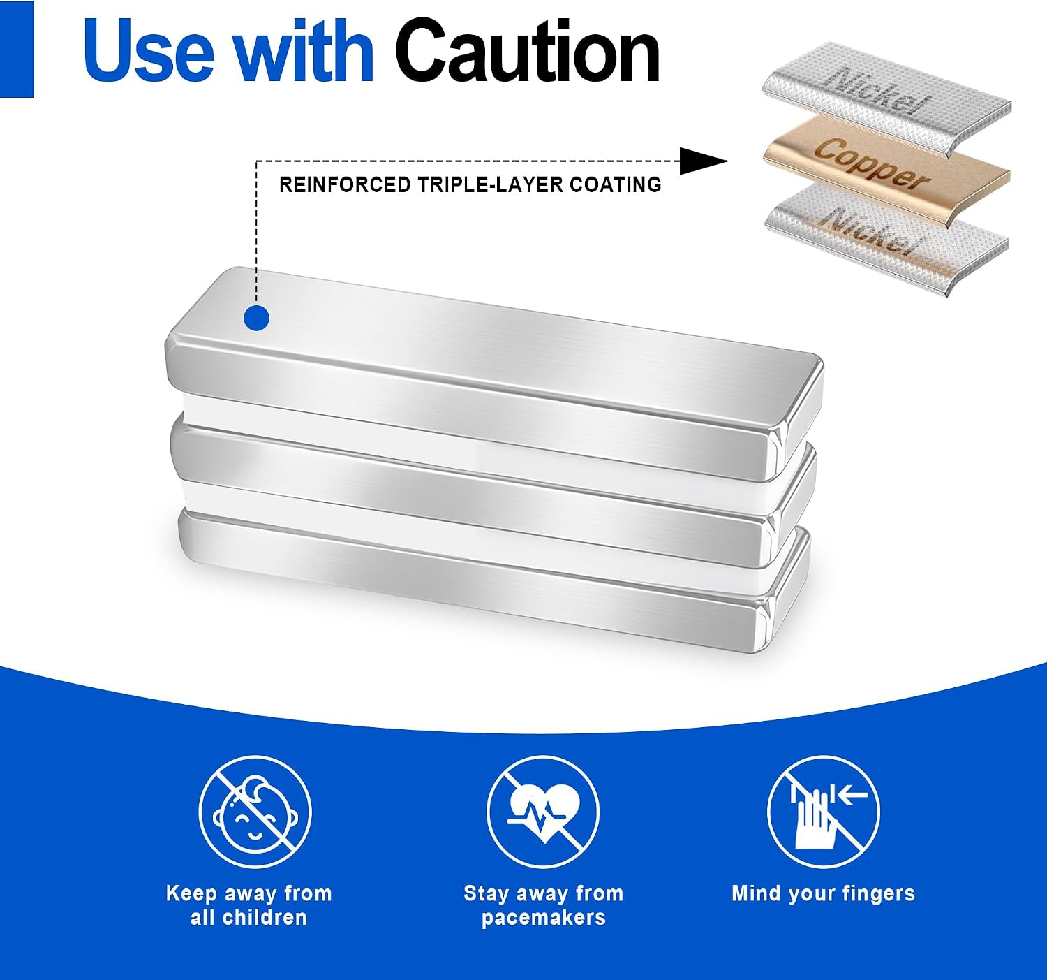 3 Pack Strong Neodymium Bar Magnets, 76x12x6mm Permanent Rectangle Rare Earth Magnets, Heavy Duty Magnet for Garage, Kitchen, Whiteboard, DIY, Tool Organization and Office image 3