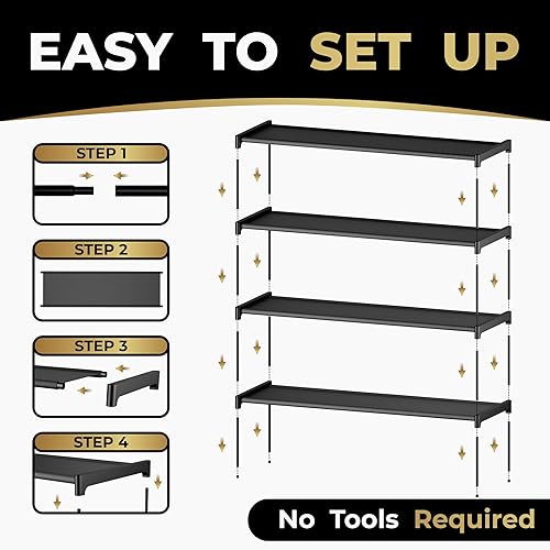 Miniatura 6 de ZYLO Zapatero para niños (4) estantes no tejidos de alta calidad, 32 pulgadas de ancho, se adapta hasta 16-20 pares de zapatos 4 estantes o (2) 2