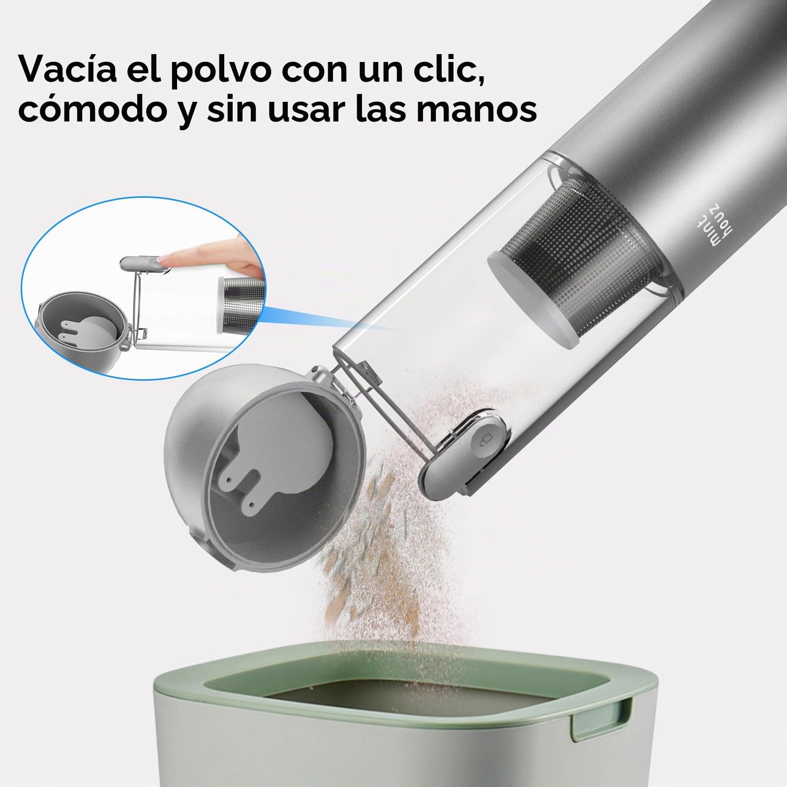 Minthouz Aspiradora de Mano 17000Pa/120W Aspirador de Coche Portátil Aspiradoras de Mano sin Cable 3 en 1, para el Hogar, el Coche y Las Mascotas