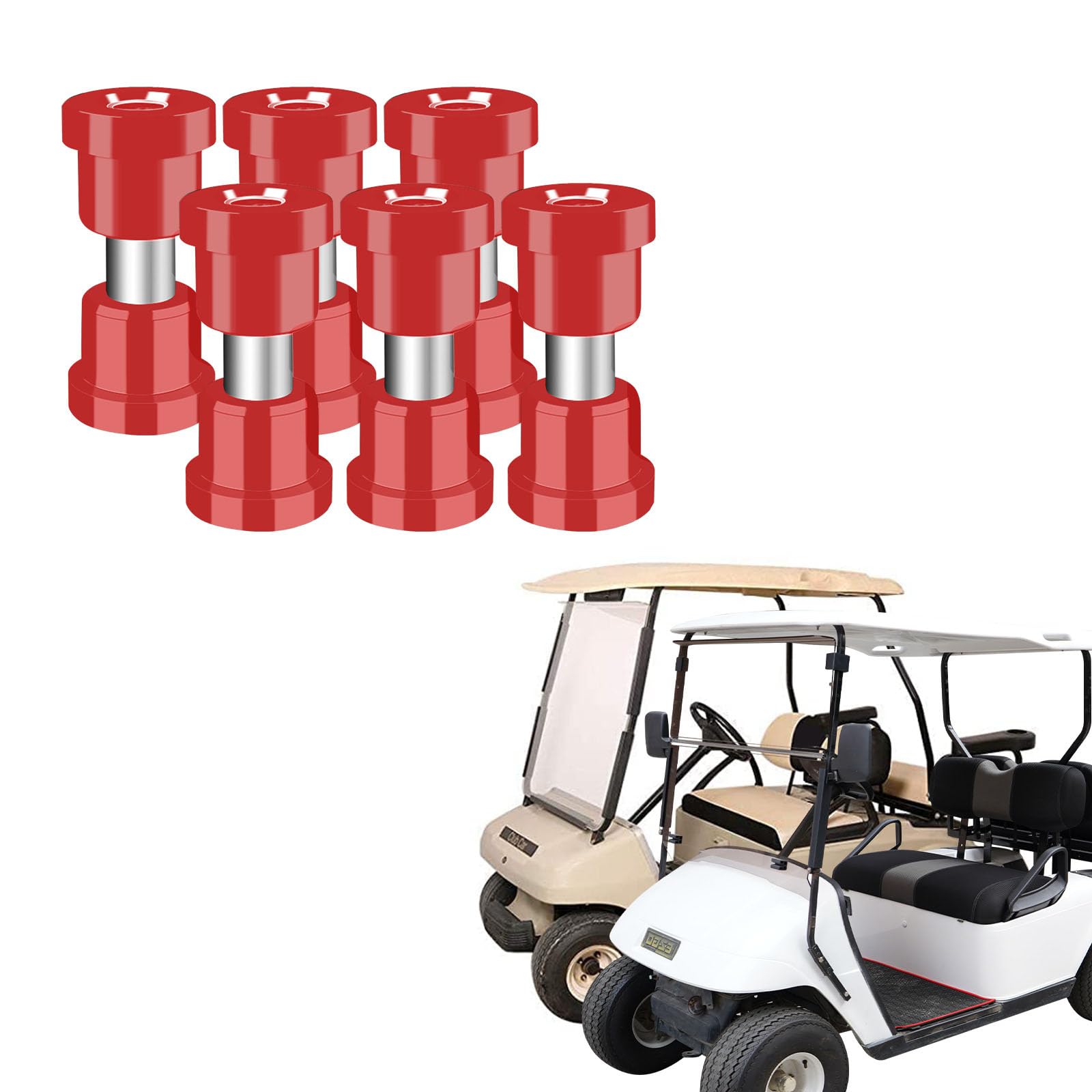 Zestaw tulei sprężyn piórowych wózka golfowego metalowe i polimerowe części zawieszenia z łącznikami do przedniego tylnego zamiennika wózka golfowego części zamienne do zawieszenia