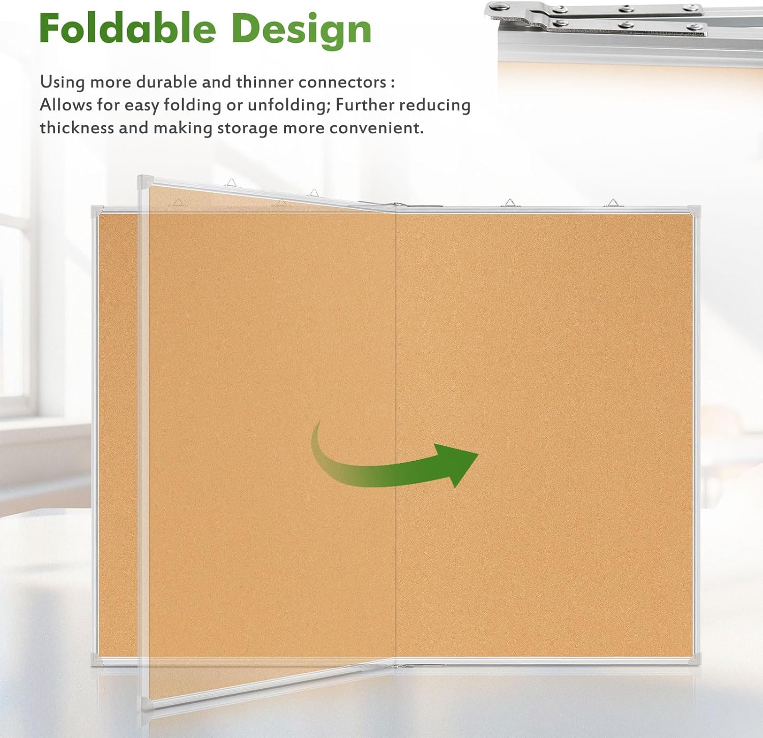 Double-Sided Large Cork Board, 48" x 36" Foldable Hanging Aluminum Framed Bulletin Board, Vision Board Pin Board Corkboards for Walls, Office, School Decor, 20 Pushpins