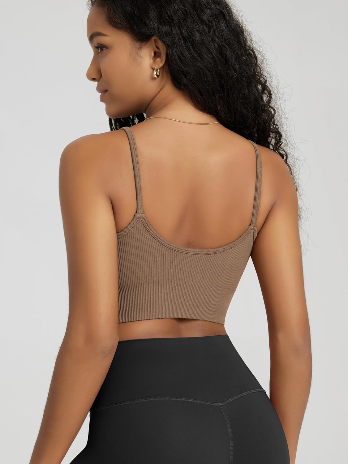 ODODOS Seamless Sports Bra for Women Ribbed Camisoles Non Padding Yoga Bra Crop Tank Tops