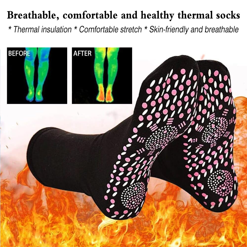 Chaussettes Auto-chauffantes Magnétiques – Coton Respirant, Antifroid, Douces – Ski, Rando, Course (Lot 2)