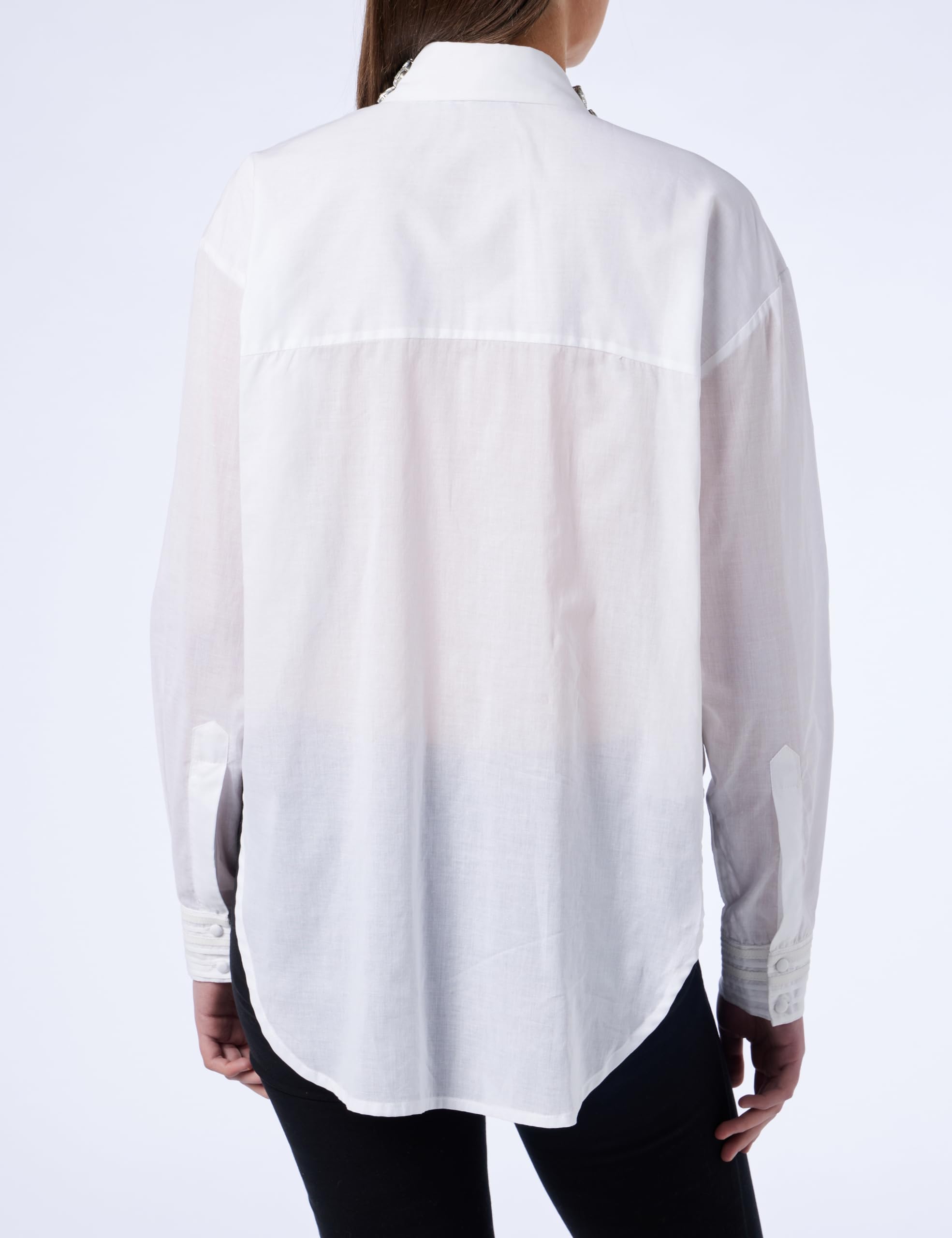 Pinko Carneia Camisa Muselina Algodón con Bordado A Mano Blusas para Mujer