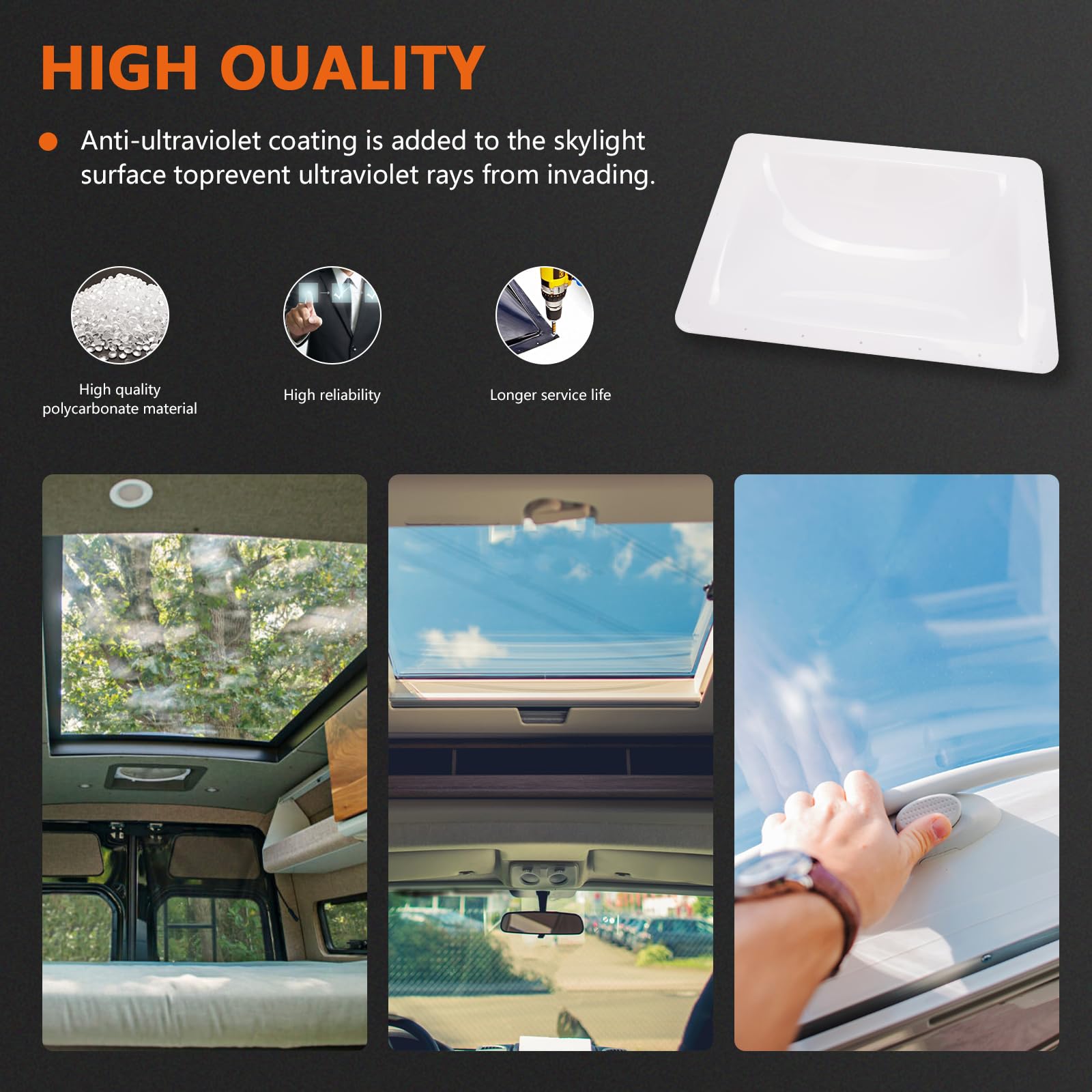 RV Skylight Replacement 18x26 - Fits 14x22 Openings, Clear Polycarbonate Dome For Camper Shower Bathroom, ICON SL1422C Compatible