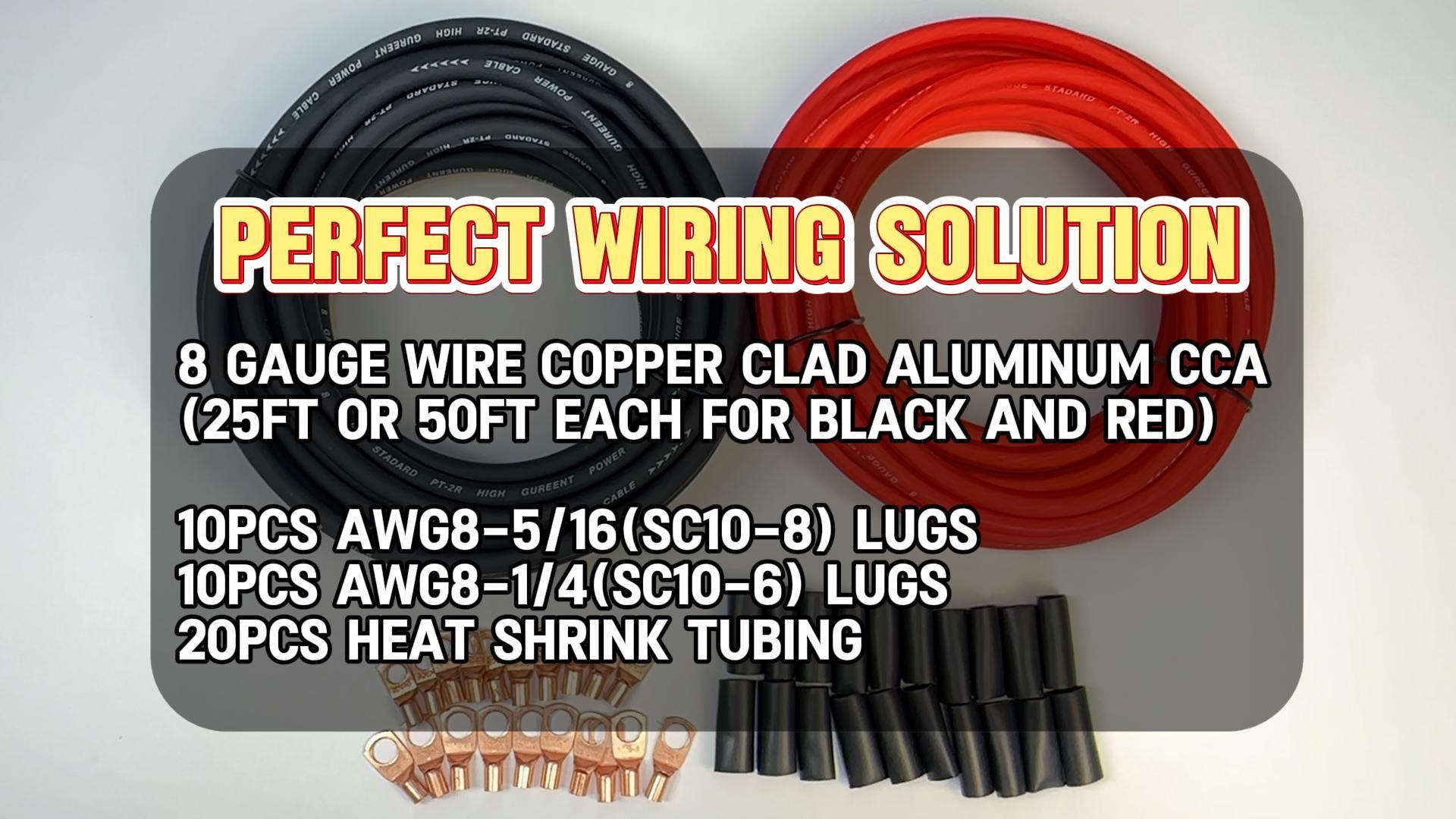 8 Gauge Wire (25ft Each - Red/Black) Copper Clad Aluminum CCA