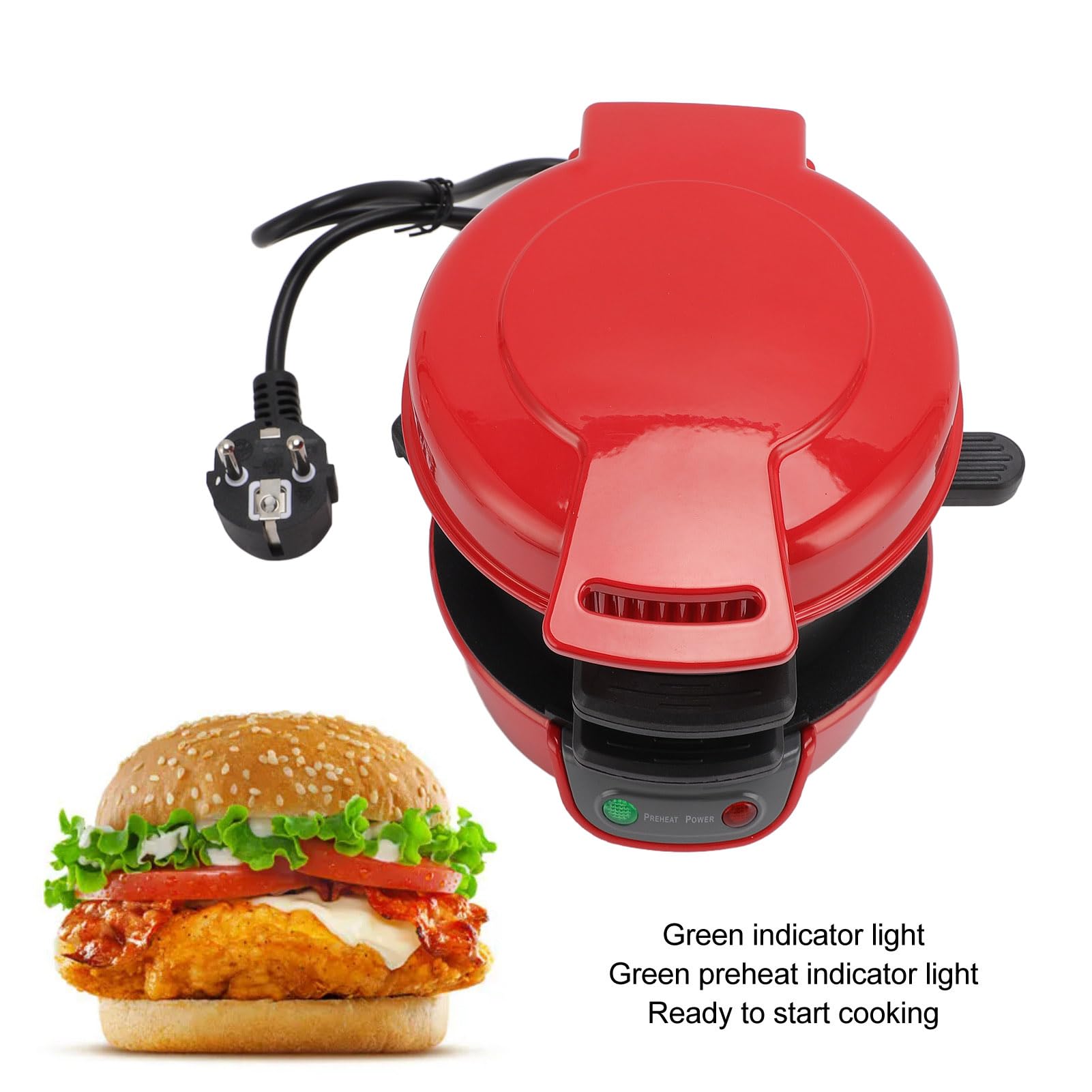Hamburger 3 in 1, Macchina, Controllo Automatico della Temperatura, Antiaderente, Facile da Usare, Materiali Sicuri per Lavorare Senza Sforzo a Casa (Spina europea 220V Hamburger 3 in 1, Macchina, Controllo Automatico della Temperatura, Antiaderente, Facile da Usare, Materiali Sicuri per Lavorare Senza Sforzo a Casa (Spina europea 220V
