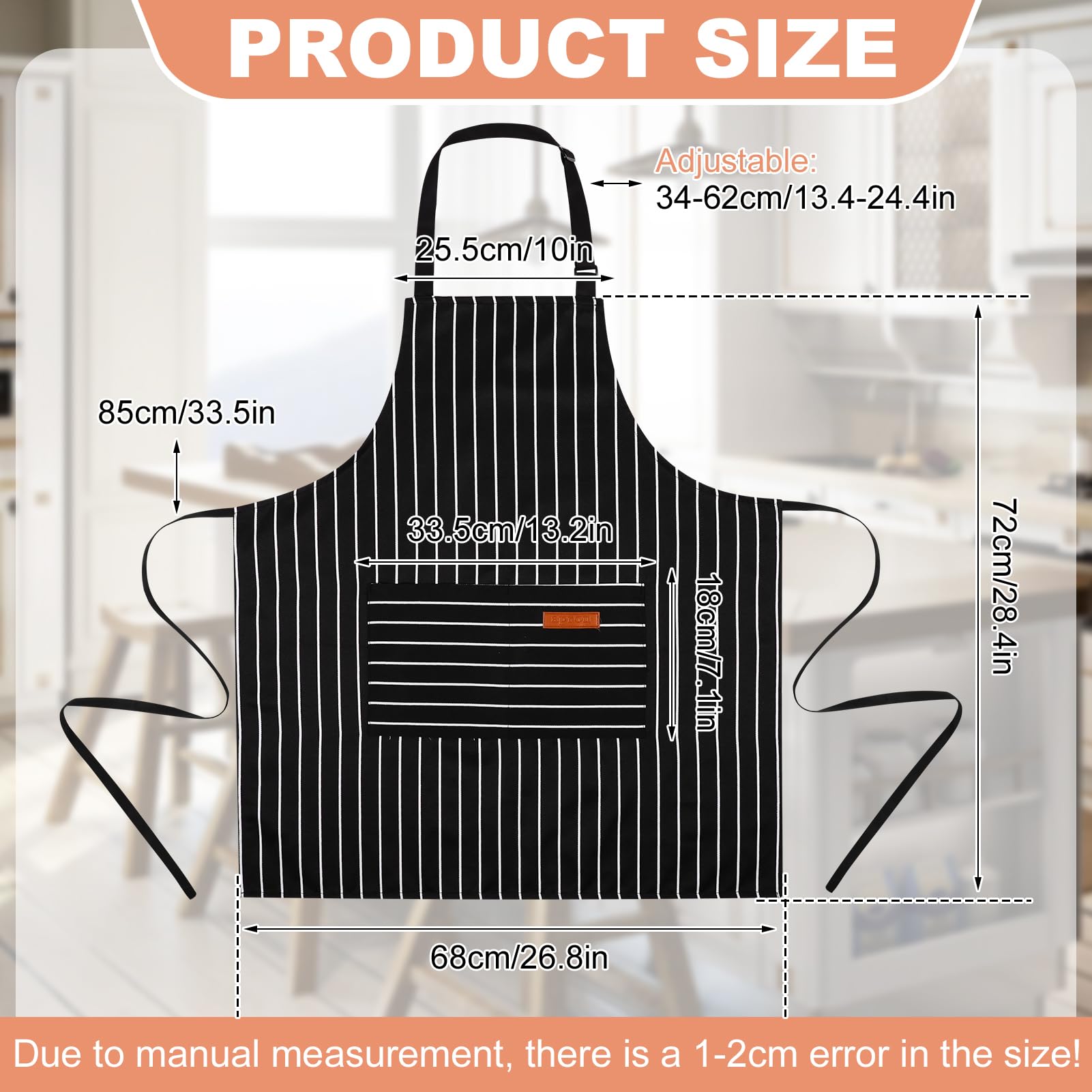 saerryor 2 Pack Unisex Adjustable Bib Apron with Pockets Cooking Kitchen Chef Women Men Aprons for Home Kitchen,Restaurant,Coffee House,Black - Image 2