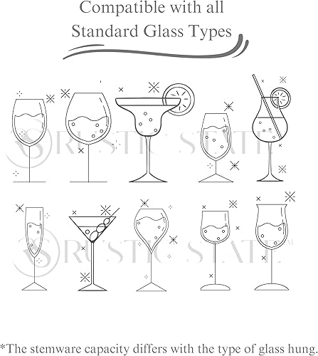 Miniatura 4 de Rustic State Vigo - Estante de 4 copas ajustables para debajo del gabinete, estante de madera para colgar, soporte para cristalería, organizador de