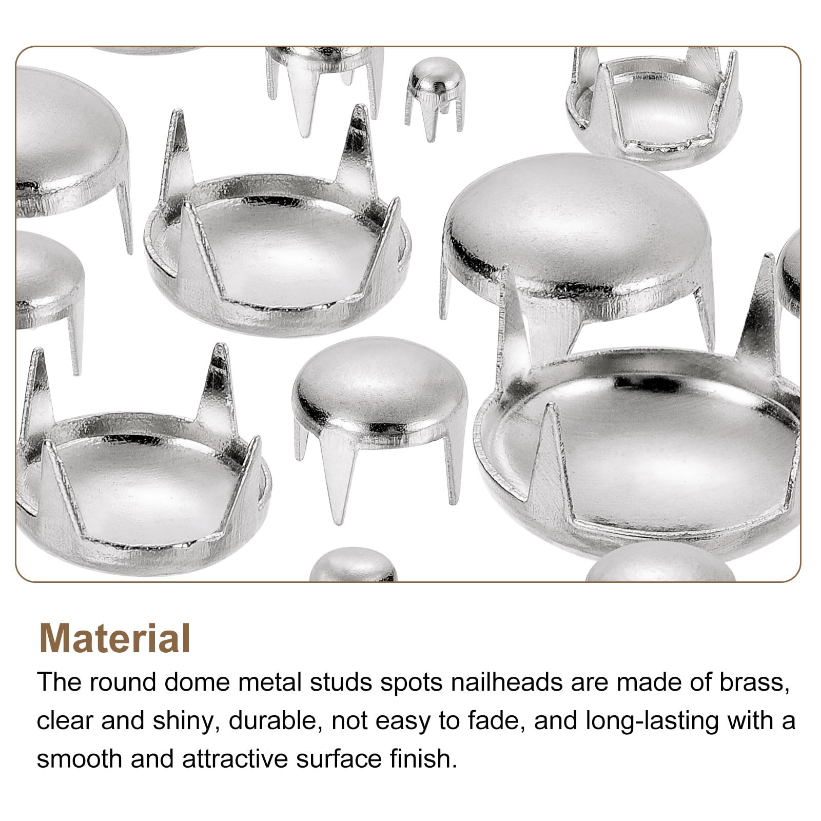 160 Rivetti A Cupola Tonda Argento | 9mm In Ottone | Per Fai Da Te, Abbigliamento, Borse E Accessori - Foto 12