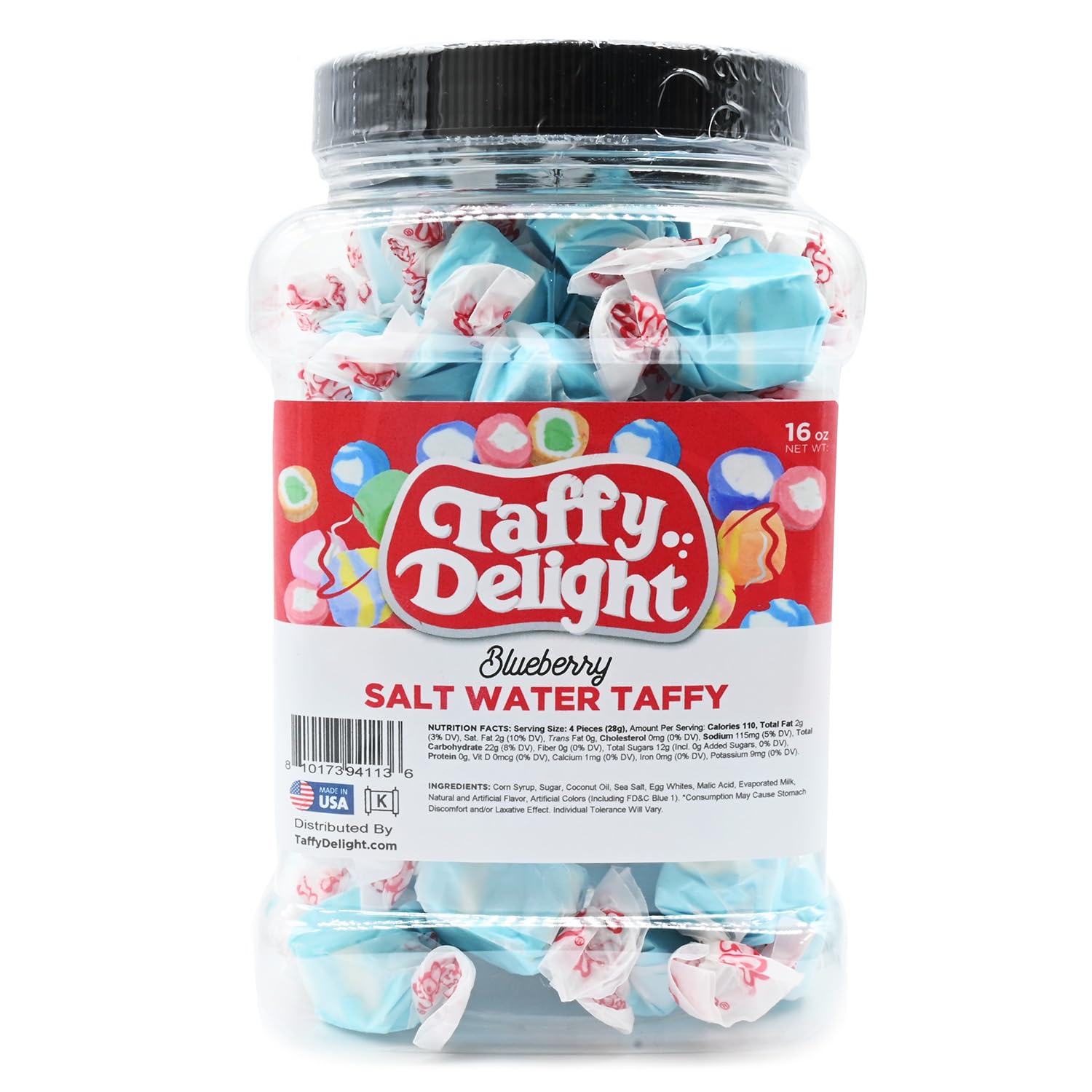 Taffy Delight Salt Water Taffy (16oz, Blueberry)