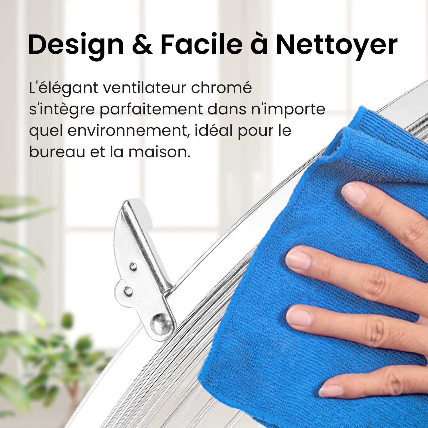 Pro Breeze Brasseur d'Air 50 cm – 120W, 3 Vitesses, Tête Inclinable, Pales Inox, Ventilateur de Puissant pour Chambre, Salon, Bureau & Maison, Design Chromé Métallique