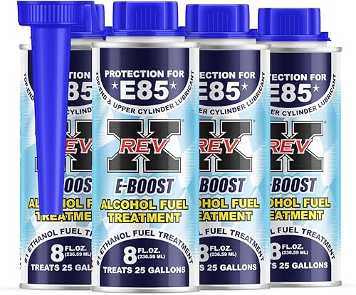 REV X E-Boost E85 y aditivo de combustible de alcohol, 8 onzas líquidas (paquete de 4)
