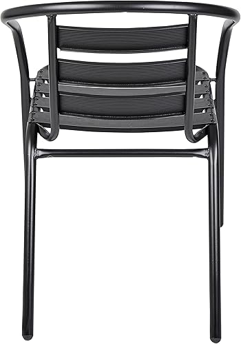 Miniatura 6 de BTEXPERT Juego de 4 sillas apilables de aluminio para restaurante de bronce para interiores y exteriores, ligeras