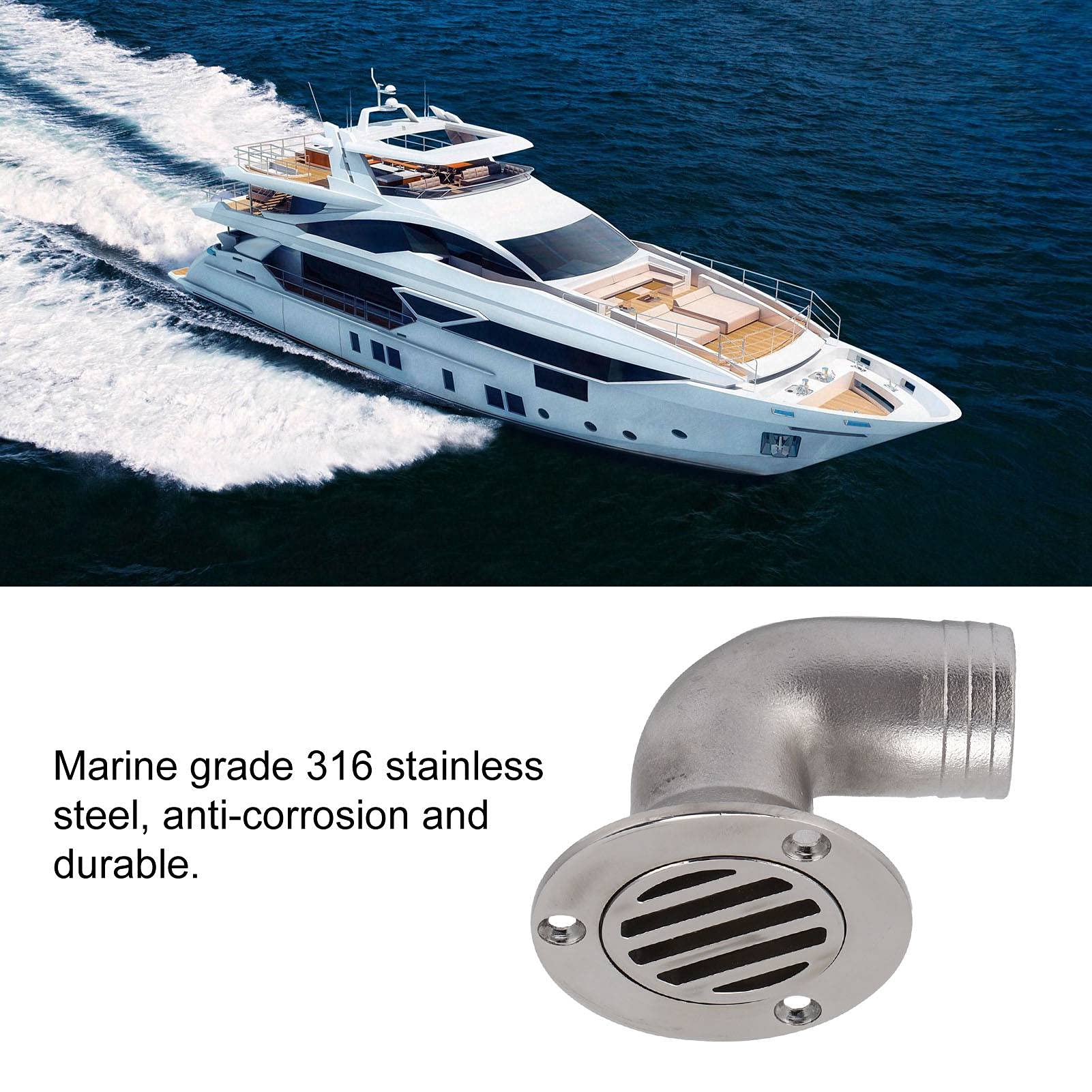 Marine Grade 1.5 Inch 38mm Stainless Steel 316 Boat Floor Deck Drain Yacht Deck Drainage